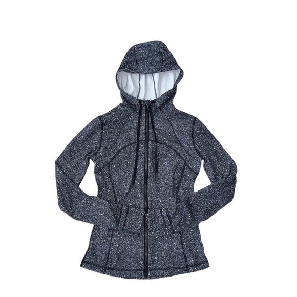 Lululemon Define Nulu Black Gray Speckled Hooded‎ Zip Athletic Jacket